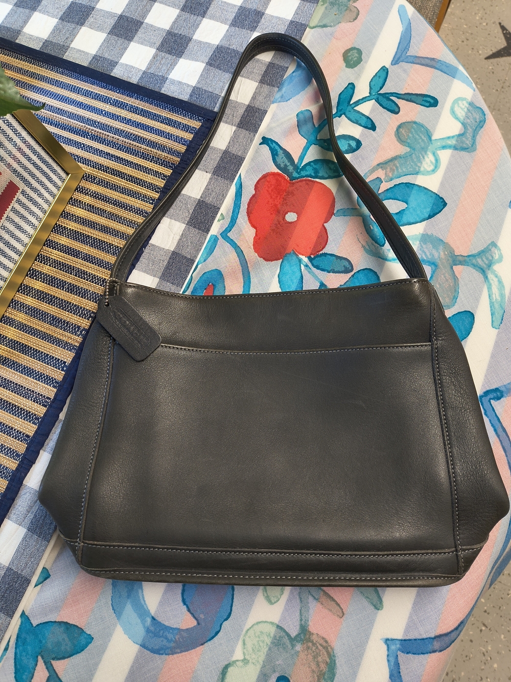 Vintage Coach Bleeker Model 9310 Dark Gray Leather Bag